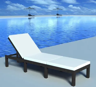 Produktbild von The Living Store Sonnenliege mit Auflage Poly Rattan Schwarz