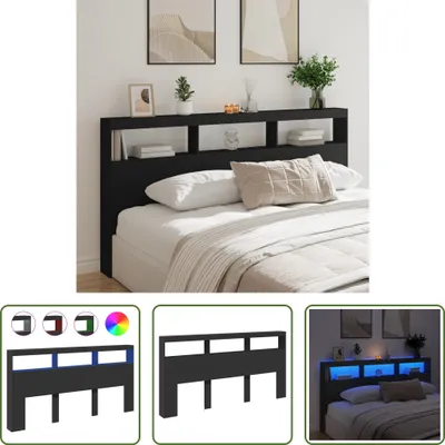 Produktbild von The Living Store LED-Kopfteil mit Ablagen Schwarz 200x17x102 cm