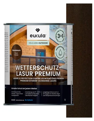 Produktbild von Eukula Wetterschutz-Lasur Premium, 1 Liter, Nussbaum