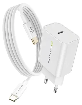 Image de Mayaxess, chargeur 20 W pour Galaxy Z Flip 6 + câble USB-C de 1 m, blanc