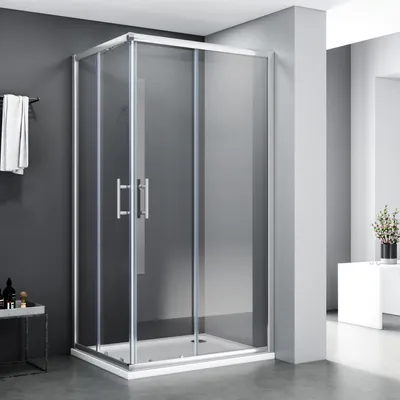 Produktbild von SONNI prysznic narożny WxDxH: 70x90x185 cm wejście narożne podwójne drzwi przesuwne prysznic hartowane szkło bezpieczne funkcja szybkiego zwalniania ochrona przed zachlapaniem