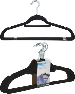 Productafbeelding van Zwarte, draaibare kledinghangers, 10 stuks.