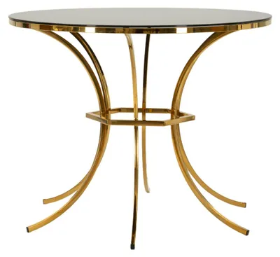 Produktbild von Shanty Glam Esstisch mit Glasplatte und gold-schwarzem Metallgestell – 100 x 100 x 80 cm – Modernes Design