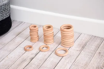Image de Tickit Anneaux en bois naturel, petits, 0,8 an(s), Bois, Bois
