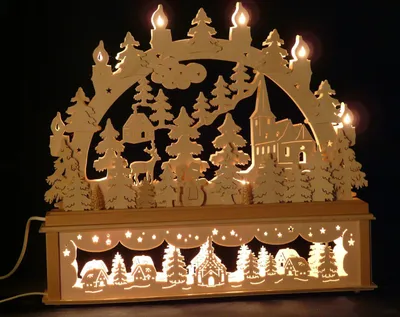 Produktbild von Original Erzgebirgischer Marken Schwibbogen Lichterbogen 50 x 43 cm K50-B_9