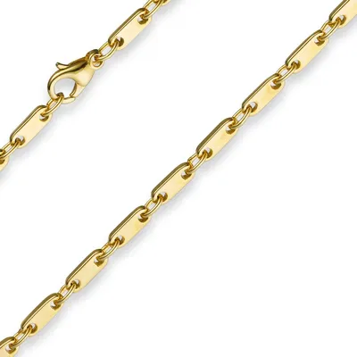 Produktbild von 3mm Kette Collier Plattenkette aus 585 Gold Gelbgold 60cm Uni Goldkette