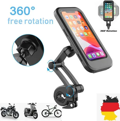 Produktbild von Fahrrad Handyhalterung, wasserdichte Smartphone Halter mit Touch-Screen, 360° Drehbare, Höhenverstellbar für iPhone Samsung Galaxy Huawei zu 6,7 Zoll, kompatibel mit Fahrrad Motorrad