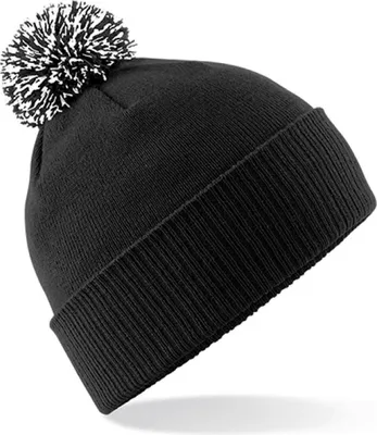 Produktbild von Beechfield B450 | Snowstar Beanie Wintermütze - Farbe: Black/White - Größe: One Size
