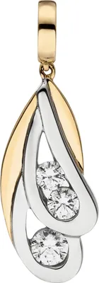 Produktbild von JOBO Anhänger 375 Gold Gelbgold bicolor 3 Zirkonia Goldanhänger