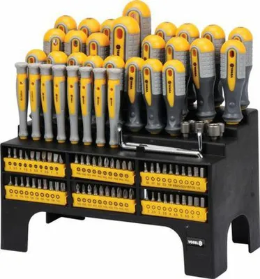 VOREL Schraubendrehersatz 100-teilig, CrV Stahl, ergonomische Griffe