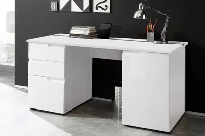 Produktbild von Schreibtisch SPICE 2 Schreibtisch PC Tisch weiß Hochglanz