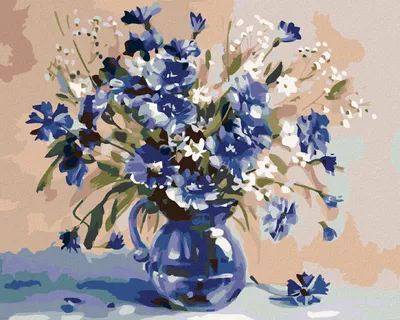 Produktbild von Diamondi - Diamond painting - BLUMENSTRAUß VON BLAUEN BLÜTEN, 40X50 cm, mit Keilrahmen (bereits gespannt)