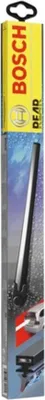 A product box for BOSCH windshield wipers, showing a graphic of the wiper blade in action.