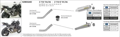 Produktbild von ARROW Auspuff PRO-RACE für Kawasaki Z750 /  Z750S 2004-2006, Edelstahl