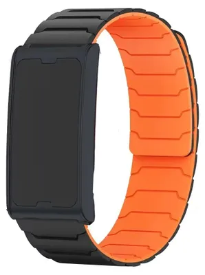Immagine prodotto di Cinturino per orologio, 22 mm, in silicone magnetico, compatibile con diversi modelli, nero-arancione, per Amazfit GTR 4, 3, 2