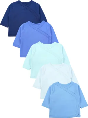 Produktbild von TupTam Baby Jungen Langarm Wickelshirt Baumwolle 5er Set, Farbe: Dunkelblau Jeans Blau Mintgrün, Größe: 68