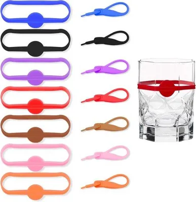 Productafbeelding van 24 stuks glasmarkeerders, siliconen drankmarkeerset
