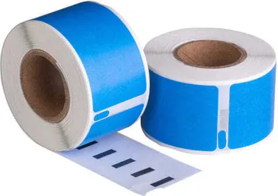 Produktbild von Dymo 99014 Blaue kompatible Etiketten - 101 mm x 54 mm - 220 Etiketten - Permanent