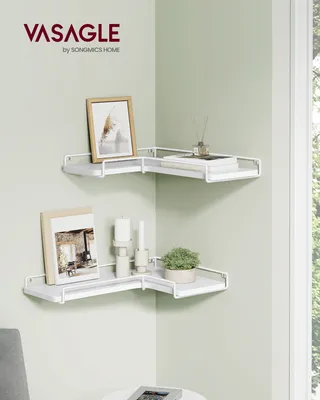 Produktbild von VASAGLE L-förmiges Eckregal, 2er Set, Wandregal, Industrie-Design, Wolkenweiß
