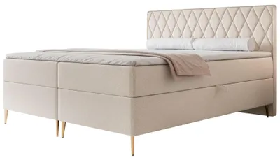Produktbild von Selsey Caresso - Boxspringbett 180x200, Bonellmatratze, Topper, Chenille, creme