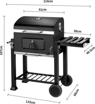 Productafbeelding van Houtskoolbarbecue - Zwart - Grillwagen Met Verstelbare Houtskoolbak - Inclusief 2 Grills