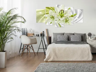 Produktbild von Akustikbild Blumen 200x100 cm Bilder Akustikschaum Hochleistungsschallabsorber Schallschutz Leinwand 5 tlg Wandbild Raumakustik Schalldämmung b-A-0319-b-p