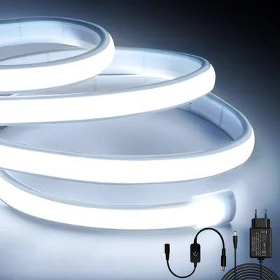 COB Neon LED-Streifen 5 m, 12 V, kaltweiß 6500 K, einstellbar