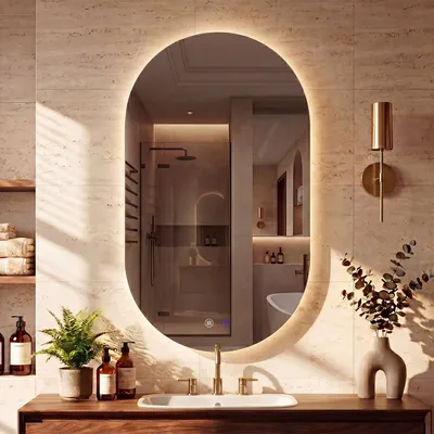 Immagine prodotto di Specchio da bagno Barbora con illuminazione a LED | Colore: trasparente/vetro | Dimensioni: 60x3x90 cm