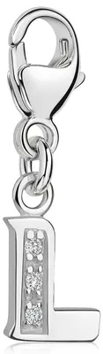 Produktbild von MATERIA by Matthias Wagner L Buchstabe Charms Anhänger Alphabet Silber 925 mit 3 Zirkonia C62