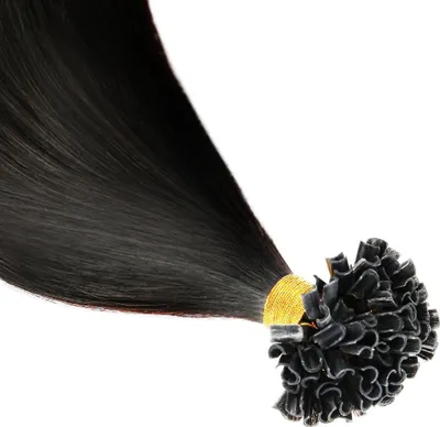 Produktbild von chaarmant Bonding Extensions Echthaar 40 cm 50 g – Haarverlängerung #1B Schwarzbraun