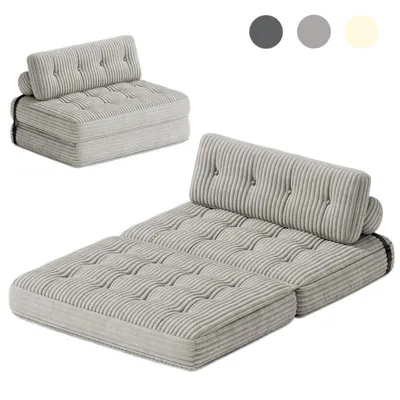Zdjęcie produktu dla BEALIFE Poduszka 3 w 1 składana | Jako sofa, fotel i łóżko dla gości | Do małych pomieszczeń | 130x90x60 cm | AR33 | Jasnoszary