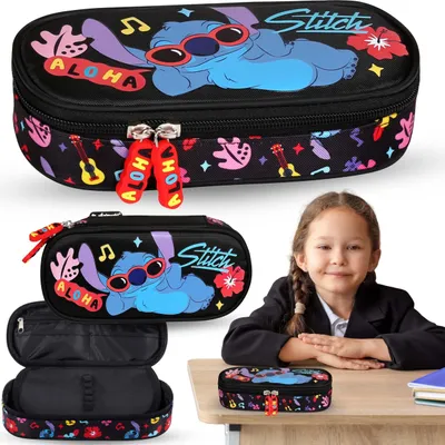 Obrázek produktu pro DISNEY Stitch ALOHA Černý KOMOROVÝ školní penál, sáček pro dívky 5x20x9cm