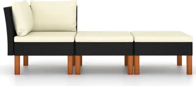 Produktbild von vidaXL 3-tlg. Garten-Lounge-Set Poly Rattan und Eukalyptus Massivholz