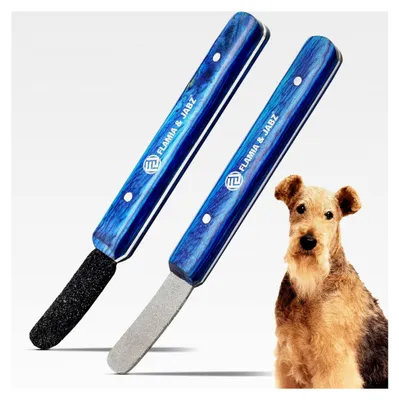 Produktbild von Abisolierwerkzeug Metall Stein Diamant eingefasst für Hunde, Katzen und Haustiere mit Holzgriff (2 Stück, grob und fein)