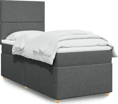 Produktbild von "2026 Promotion" Boxspringbett mit Matratze - Dunkelgrau - 80x200 cm - Stoff - Polsterbett CC15214