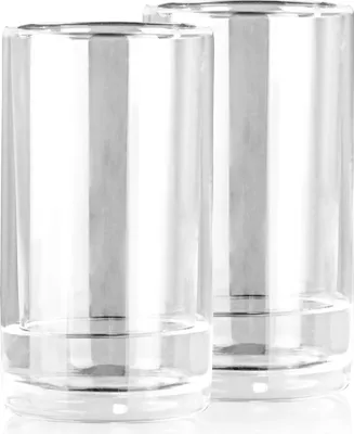 Two clear glasses are shown side-by-side against a white background.