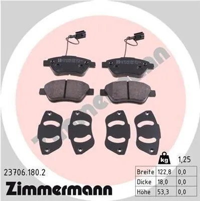 Produktbild von ZIMMERMANN Bremsbeläge Satz Vorne Bremsklötze für FIAT PUNTO EVO (199) 23706.180.2