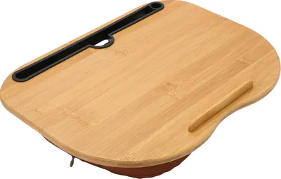 Zdjęcie produktu dla Biurko na laptopa z drewna bambusowego Pasuje do 15,6-calowego laptopa Przenośne biurko na kolanach z poduszką do pracy, pisania i rysowania