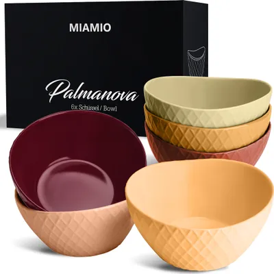 Productafbeelding van MIAMIO - Set van 6 kommen, Palmanova collectie (6 x 800 ml), Magma, van keramiek