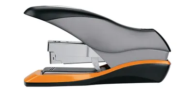 Produktbild von Rexel Optima 70 manueller Hefter, silber/schwarz, 70 Blätter, Schwarz, Orange, Silber, 6,8 cm, 850 g, 50 x 155 x 240 mm, 254 x 100 x 63 mm