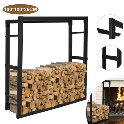 Produktbild von Vigevee Kaminholzregal Brennholzständer 100*100*25CM wetterfestem Metall Brennholz Brennholzregal