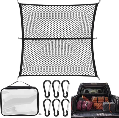 Obrázek produktu pro Síť do kufru, rozměry 120 x 120 cm, roztažitelná až na 210 x 210 cm, 6 háčků, 6 karabin, pro použití v automobilu