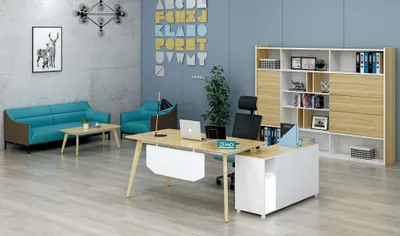 Obrázek produktu pro Kancelářský nábytek 2-dílný psací stůl + skříňka na dokumenty sada policové stoly