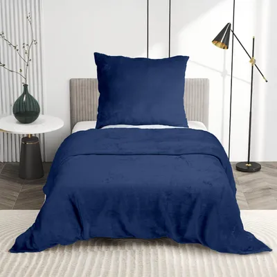 Produktbild von Luxus Flanell Bettwäsche Plüsch Warm Kuschelig Teddy Reißverschluss  155x220 Farbe:Dunkelblau