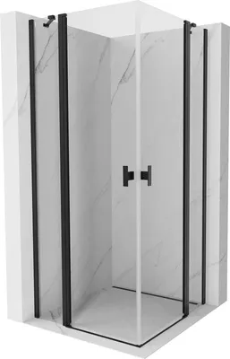 Image de Mexen Mist Duo cabine de douche pivotante 85 x 85 cm, transparent, noir - 8A4-085-085-70-00