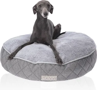 Produktbild von Kuscheliges Plüschbett Hundebett Katzenbett DOTTY - weiches rundes PLÜSCH Kissen für kleine und mittelgroße Hunde und Katzen Schlafplatz Größe M 60 cm
