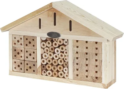 Produktbild von Insektenhotel aus Holz und Metall, Naturfarbe, ca. 39 x 26 x 9 cm