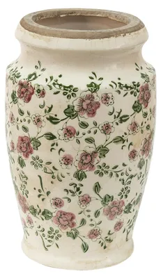 Image de Clayre & Eef Vase Ø 15x26 cm Rose Beige Céramique Fleurs