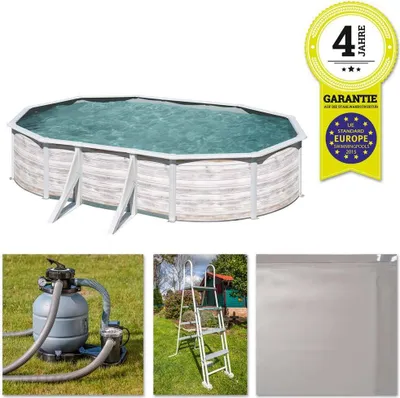 Produktbild von GRE Ovaler Stahlwandpool mit Nordicoptik 610 x 375 x 120 cm KIT610N