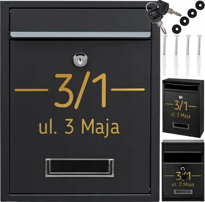 Obrázok produktu pre Poštová Schránka Na Listy Rib Čierna + Zlatý Vzor